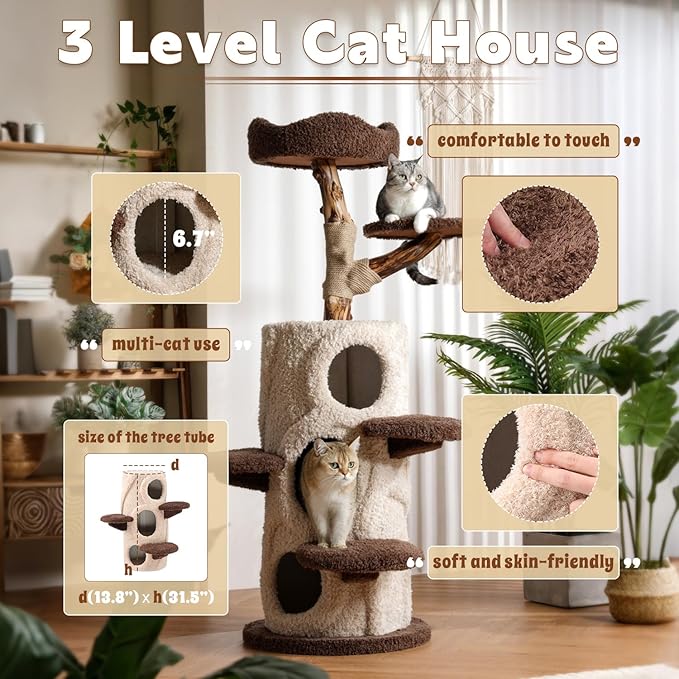 Luxury Treehouse Cat Tree for Indoor Large Cats,54.7&