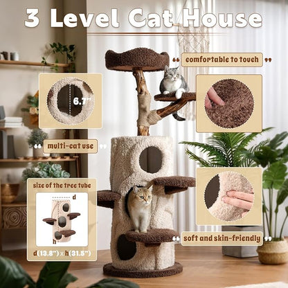 Luxury Treehouse Cat Tree for Indoor Large Cats,54.7&