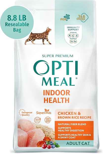 OPtimeal Indoor Cat Dry Food- Chicken &amp; Brown Rice Healthy Recipe Cat Food Dry for Adult Cats - Proudly Ukrainian