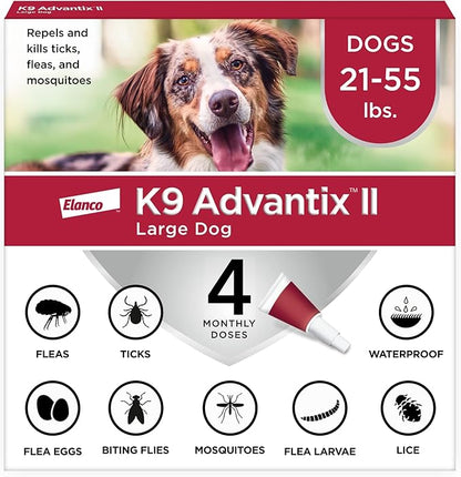 K9 Advantix II Large Dog Vet-Recommended Flea, Tick &amp; Mosquito Treatment &amp; Prevention | Dogs 21 - 55 lbs. | 4-Mo Supply