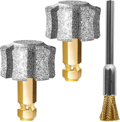 LENONG Fast Cooling Dog Nail Grinder Head with 7-Grooves, Anti-Clogging Diamond Pet Nail Grinder Replacement Heads with Steel Brush for Casfuy and Most Brands (2pcs 80