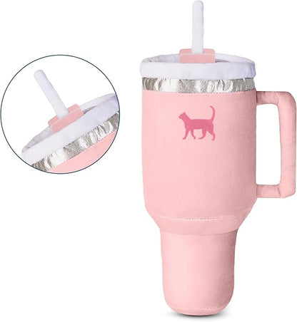 Kitty Cup Tumbler Cat Toy – Funny Cat Birthday Gifts with Catnip &amp; Crinkle Paper, Cute Girl Kitten Toys (Pink Peach Dust)