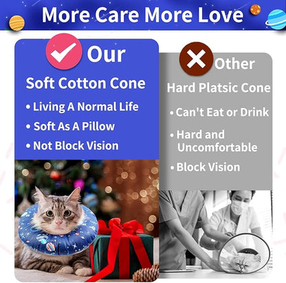 Cat Cone Collar Soft, Waterproof Cat Recovery Collar for Wound Healing Cute Donut Adjustable Kittens Cones to Stop Licking Comfortable Neck Elizabethan Collars for Cats Kittens After Surgery