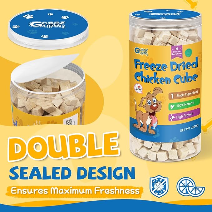 gazeupon Freeze Dried Chicken Treats for Dogs &amp; Cats, Single Ingredient Natural and Healthy Training Treats &amp; Food Topper, High Protein Dog Snacks,10.58 oz