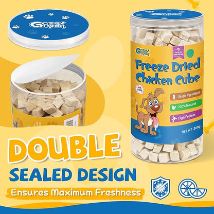 gazeupon Freeze Dried Chicken Treats for Dogs &amp; Cats, Single Ingredient Natural and Healthy Training Treats &amp; Food Topper, High Protein Dog Snacks,10.58 oz