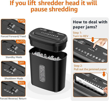 Amazon Basics 8-Sheet Cross Cut Paper Shredder and Credit Card Shredder - Black