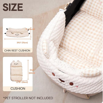 Cooling Cushion for Pets, Removable &amp; Washable Dog Stroller Cushion, Both Side Used Pet Stroller Cushion for Dogs &amp; Cats, Khaki