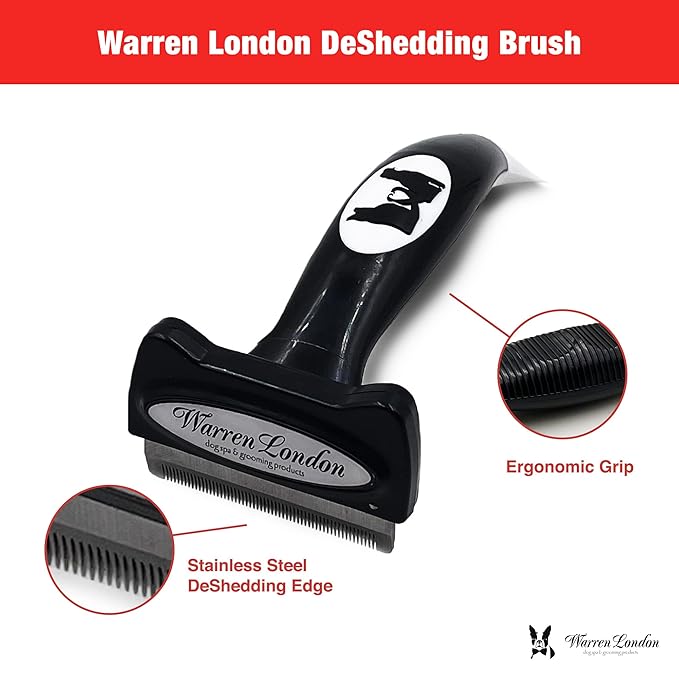 Warren London Medium Long-Hair Deshedding Brush | 2.5″ Stainless ¼″ Teeth | Breaks Up Mats &amp; Captures Loose Undercoat | For Spaniels, Aussies &amp; Mixed Breeds