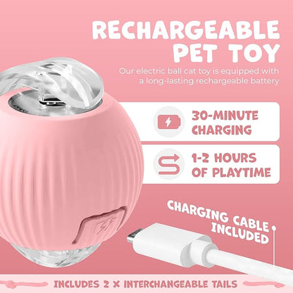 Pawlo Speedy Tail 2.0 Cat Toy –Teazys Turbo Tail Upgrade – Interactive Cat Toy – Kitten Toys – Automatic cat Toy for Boredom – Moving cat Toys for Indoor Cats with 2 Tails (Pink)