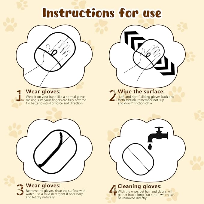 Pet Hair Removal Gloves, Pet Hair Remover Electrostatic Gloves for Cats &amp; Dogs, Washable and Reusable Cat Hair Remover for Cat Beds, Bed Sheets, Sofas, Clothes, Carpets, Curtains (3pcs)