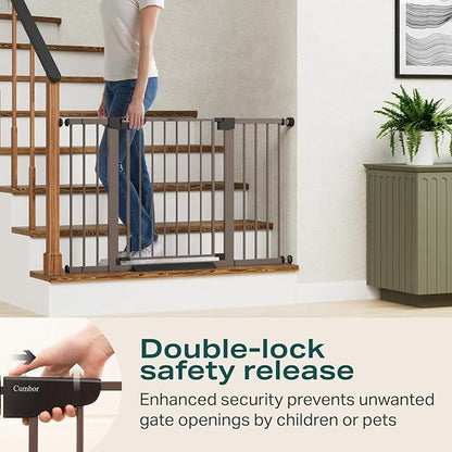 Cumbor 2 Pack 29.7"-51.5" Extra Wide Baby Gate for Stairs, Mom&