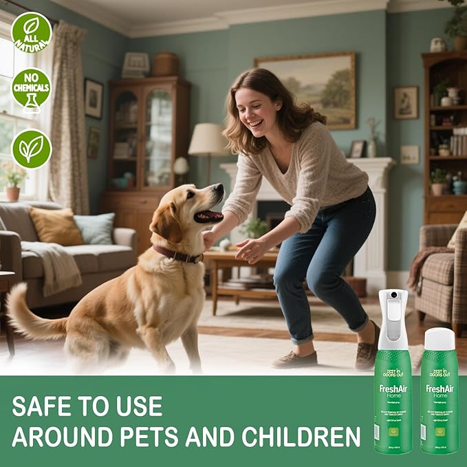 House of Zest FreshAir Home&amp;Pets – Eliminate household odors,from trash,laundry,bathroom/diaper stink,and pet funk.Chemical Free,made with plant-based ingredients, with light citrus scent.2pk 32fl oz