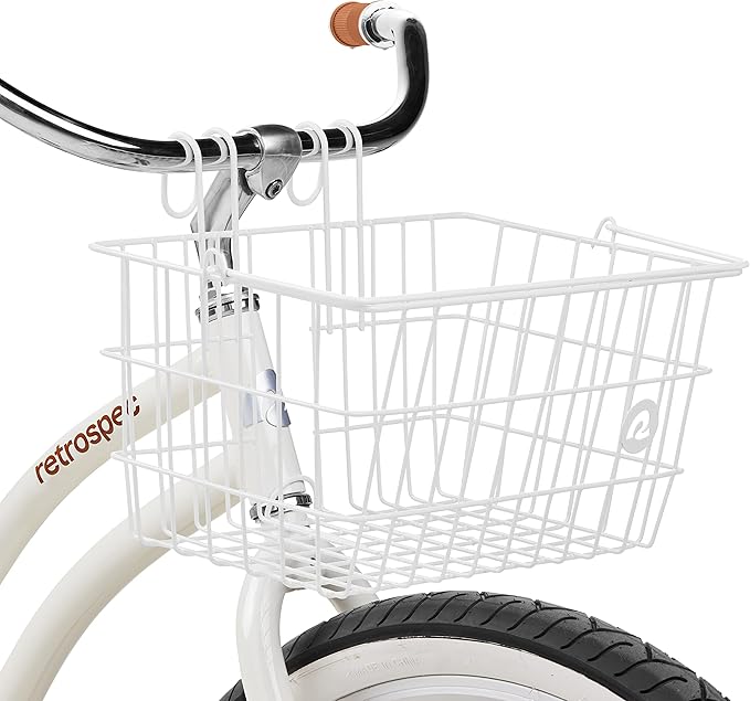 Retrospec Apollo-Lite Lift-Off Bike Basket - Detachable Steel Handlebar Basket with Carrying Handle for Commuting, Shopping &amp; Beach Trips - 14.5in x 9.5in Weather-Resistant Biking Gear