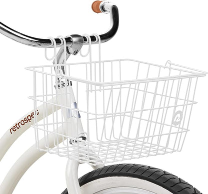 Retrospec Apollo-Lite Lift-Off Bike Basket - Detachable Steel Handlebar Basket with Carrying Handle for Commuting, Shopping &amp; Beach Trips - 14.5in x 9.5in Weather-Resistant Biking Gear