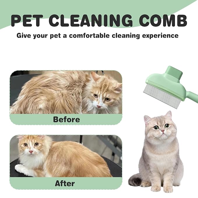 2PCS Flea Comb for Dogs &amp; Cats，flea Comb for Cats with Release Button Self-Cleaning，lice comb for Shedding Pet Hair