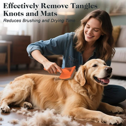 2PCS Slicker Brush for Dogs &amp; Pet Comb,Professional Dog Grooming Brush (Goldendoodles,Poodles,Labradoodles) with Extra Long Pins to Effectively Remove Tangles, Knots and Mats (Orange)