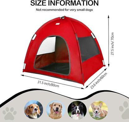 Red, Large Cat &amp; Dog Waterproof Tent House - Washable Indoor/Outdoor Bed, Cave Nest for Small Pets