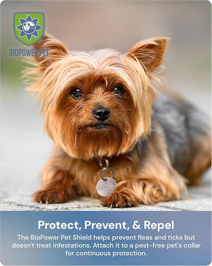 Natural Flea &amp; Tick Repellent Collar Tag for Dogs &amp; Cats – BioPower Pet Shield – Safe for Pets When Used as Directed – Lasts 1 Full Year - Regular Tag (2 Pack)