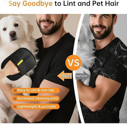 2Pcs Pet Hair Removal Gloves for Dogs and Cats, 2025 Upgraded Electrostatic Magic Hair Remover Glove,Reusable for Couch, Car Seat, Clothing, Carpet, Furniture &amp; Bed Sheets(Black)