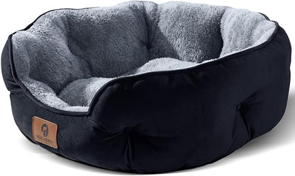Asvin Small Dog Bed for Small Dogs, Cat Beds for Indoor Cats, Pet Bed for Puppy and Kitty, Extra Soft &amp; Machine Washable with Anti-Slip &amp; Water-Resistant Oxford Bottom, Black, 20 inches
