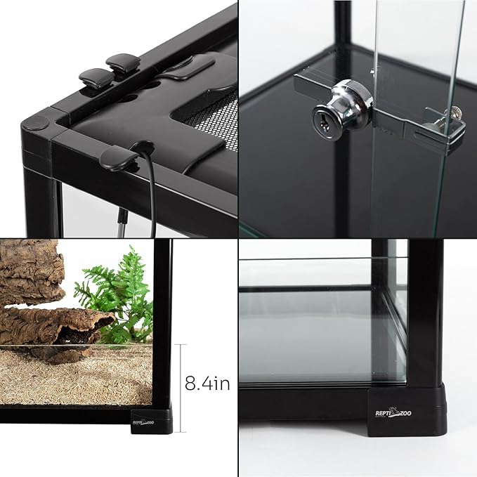 REPTIZOO 135 Gallon Glass Reptile Terrarium Tank, 36" x 18" x 48" Wide &amp; Tall Reptile Terrarium, Chameleon Cage with Sliding Front Door Top Screen Ventilation, Easy Assembly