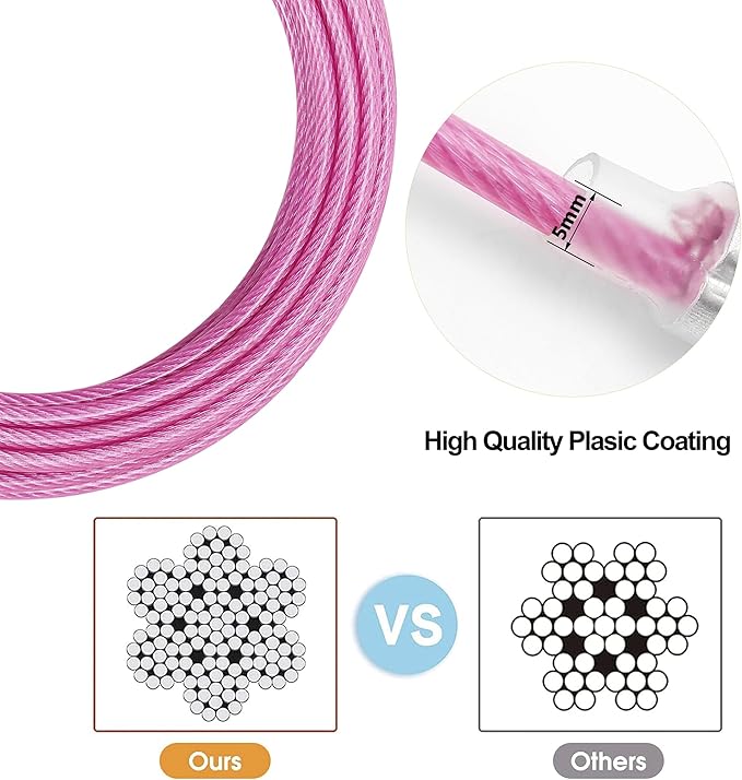 Dog Tie Out Cable for Outside,10FT Long Dog Leash&amp;Chains with Swivel Hook,Small-Large Dogs Runner Cable for Yard,Heavy Duty Dogs Lead Line for Outdoor and Camping (500lbs 10FT, Pink)