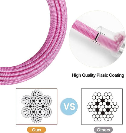Dog Tie Out Cable for Outside,10FT Long Dog Leash&amp;Chains with Swivel Hook,Small-Large Dogs Runner Cable for Yard,Heavy Duty Dogs Lead Line for Outdoor and Camping (500lbs 10FT, Pink)
