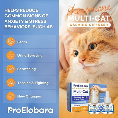 Cat Calming Pheromone Diffuser: Cat Calming Pheromones Diffusers - Reduces Stress &amp; Anxiety with Calming Pheromones