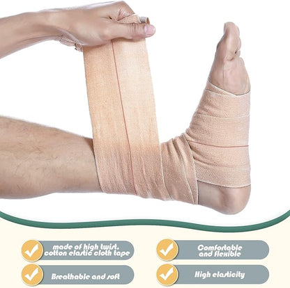 4 Rolls Elastic Tape Adhesive Elastic Tape Self Adhesive Bandage Wrap Flexible Stretch Bandages for Sports Ankle, Knee and Wrist Sprains Animal Pets, 2 Inch x 5 Yard