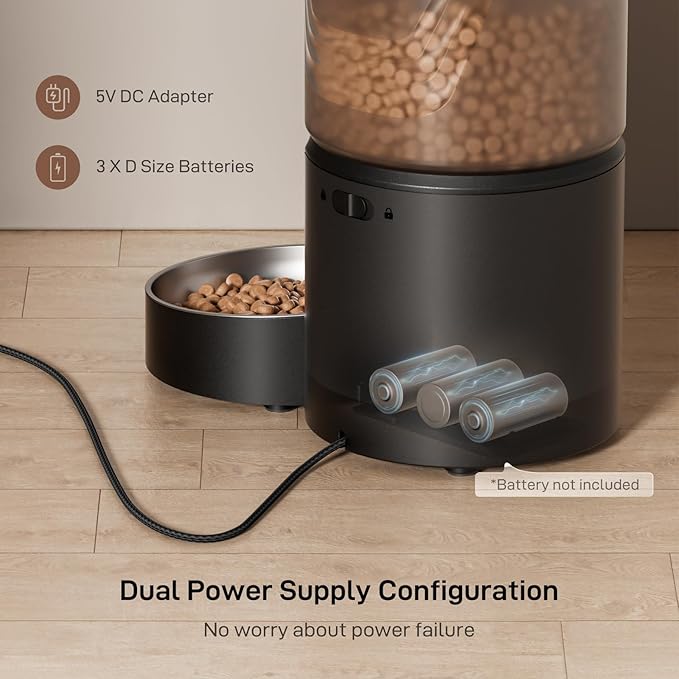Automatic Cat Feeder: 3L Auto Food Dispenser with Timed Feeding| 6 Meal Programmable&amp; 1-20 Portion Precise Control- Easy to Clean for Cat Indoor| Desiccant Keep Food Fresh with Staiess Bowl