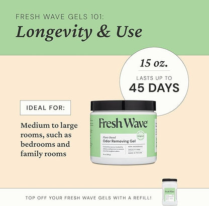 Fresh Wave Odor Removing Gel, Original 15 oz. &amp; Lavender 7 oz.| Safer Odor Absorbers for Home | Natural Plant-Based Odor Eliminator | Every 7 oz. Lasts 15-30 Days | for Cooking, Trash &amp; Pets