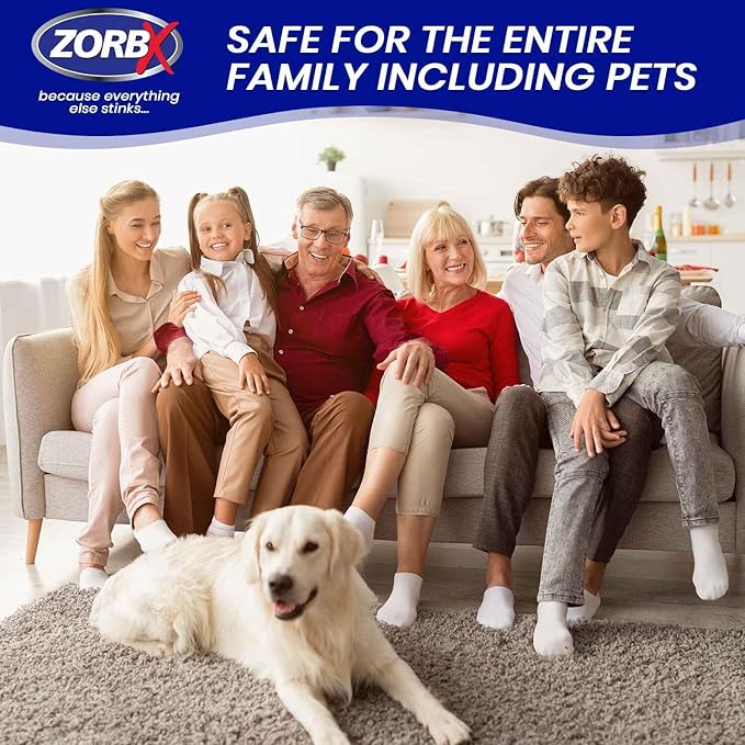 ZORBX Unscented Odor Eliminator for Strong Odor 7.5 Fl Oz, Pack of 4 - Used in Hospitals &amp; Healthcare Facilities - Advanced Formula, Fast-Acting Odor Remover Spray for Dog, Cat, House &amp; Carpet