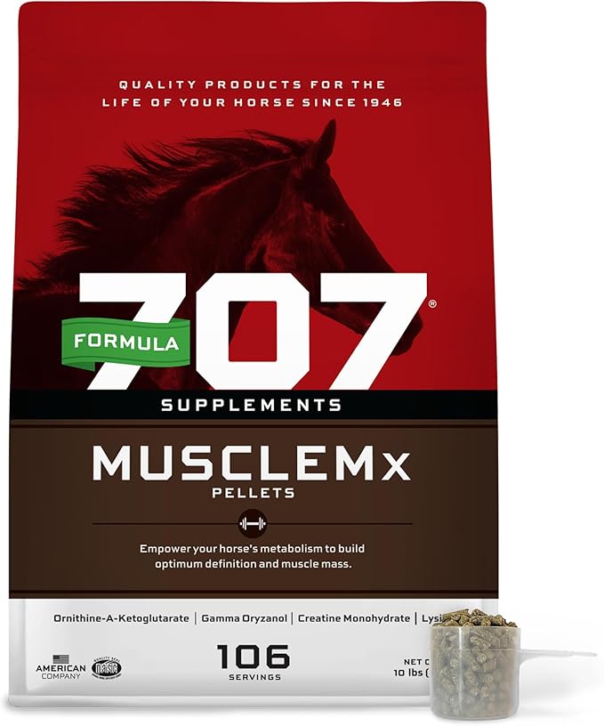 Formula 707 MuscleMx Equine Supplement, 10 lb Bag – Conditioning Support and Muscle Builder for Horses with Lysine, Gamma Oryzanol, Creatine &amp; OKG