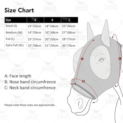 Harrison Howard Super Comfort Stretchy Fly Mask Large Eye Space with UV Protection Soft on Skin with Breathability Fluro Lime Full Size