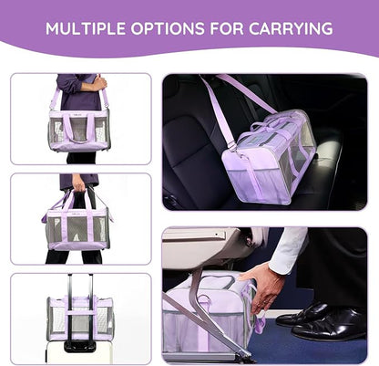 BELLA &amp; PAL Cat Carrier Travel Bag, Airline Approved Lightweight Cat Carrier, Soft Sided Pet Carrier for Puppy Dogs Up to 18lbs, Collapsible Kitten Bag with Removable Waterproof Mat, Ventilated Mesh