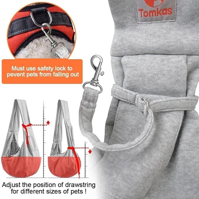 Tomkas Small Dog Sling Carrier - Classic Pocket &amp; Classic Strap - for 3-10 lbs Pets(Grey)