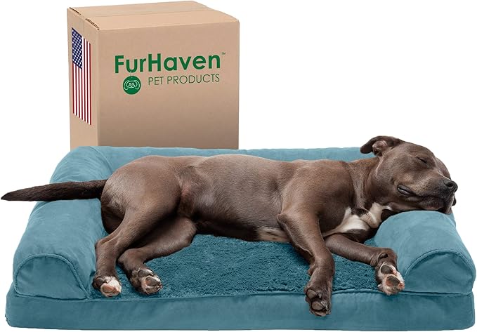 Furhaven Orthopedic Dog Bed for Large/Medium Dogs w/ Removable Bolsters &amp; Washable Cover, For Dogs Up to 55 lbs