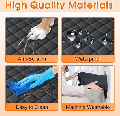 Waterproof Dog Car Seat Cover for Back Seat - Durable, Scratch Proof Pet Hammock with Nonslip Design &amp; Storage Pockets, Fits Cars, SUVs, Trucks- S, Black