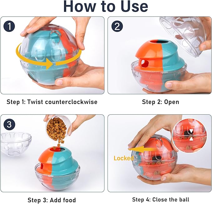 PrimePets Dog Treat Ball, Adjustable Food Dispensing Interactive Toys, Slow Feeder Treat Ball, 4.8&