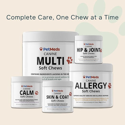 PetMeds Hip &amp; Joint Supplement for Dogs - Vitamins, Glucosamine, MSM, Chondroitin, Collagen for Joint Mobility &amp; Flexibility - Senior Dog Arthritis Support - Beef &amp; Sweet Potato Flavor - 60 Soft Chews