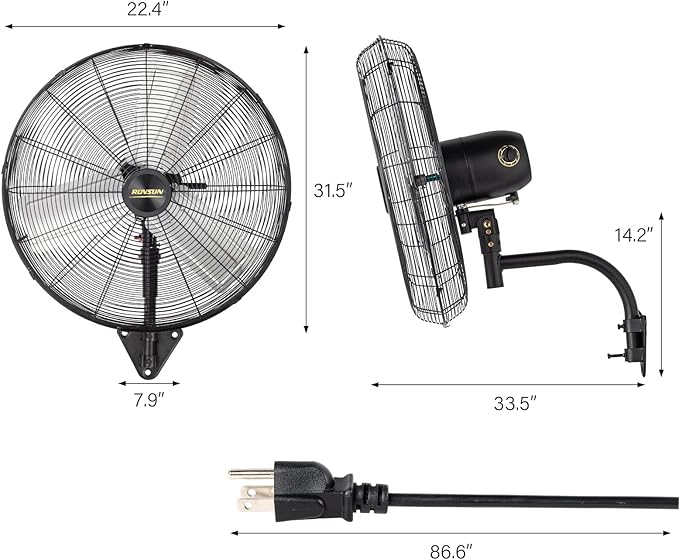 ROVSUN 30 Inch Industrial Wall Mounted Fan, Max 10600 CFM High Velocity Wall MountFan w/ 3 Speed Settings, Aluminum Blade &amp; Dual Ball Bearing Motor, for Garage, Gym, Piano