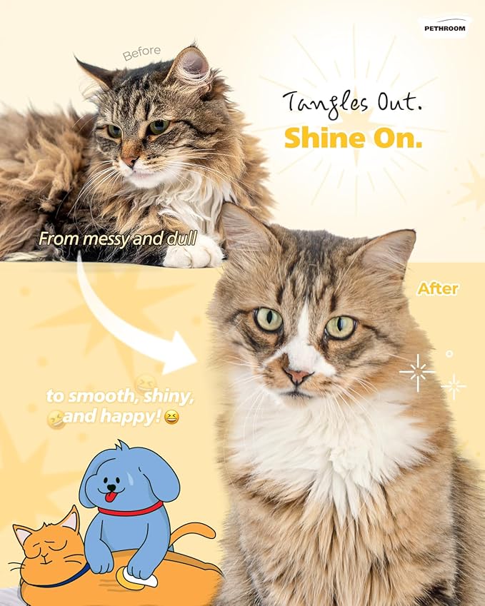 [PETHROOM] Cat Brush for Shedding Cats,Dogs, Kitten | Gentle Deshedding &amp; Grooming Tool for Short or Long Hair | Safe Massage Brush for Sensitive Skin | Sturdy, Durable, and Portable