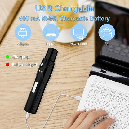 Pet Nail Grinder with LED Light &amp; 2 Grinding Heads, 2-Speed Low Noise &amp; More Powerful Dog Nail Grinder, Pet Nail Trimmer File, Painless Paw Claw Care, Quiet Toenail Grooming Tool for L/M/S Dogs/Cats