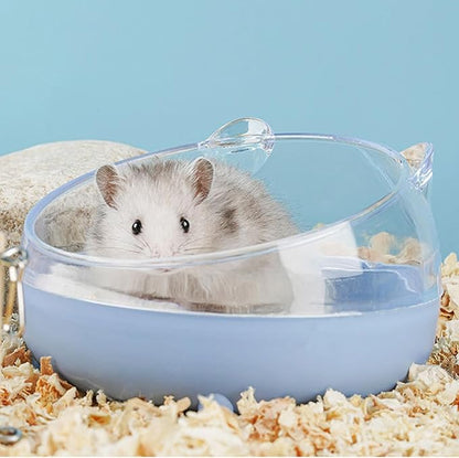 Meow&amp;Woof Hamster Sand Bath Container, Large Sandbox Toilet Gerbil Batheoom, Tiny Chinchilla Dust Bathtub Sand Bath Box for Hamster Cage Accessories 6.5 Inch - Blue