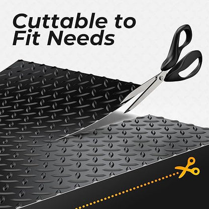 7.8 x 20 FT Garage Floor Mat, 2.8mm Thickness Diamond Plate Vinyl Garage Flooring Roll for Under Car, Large Size 156 SQFT for Large SUVs, MPV, Pickup Truck, Black