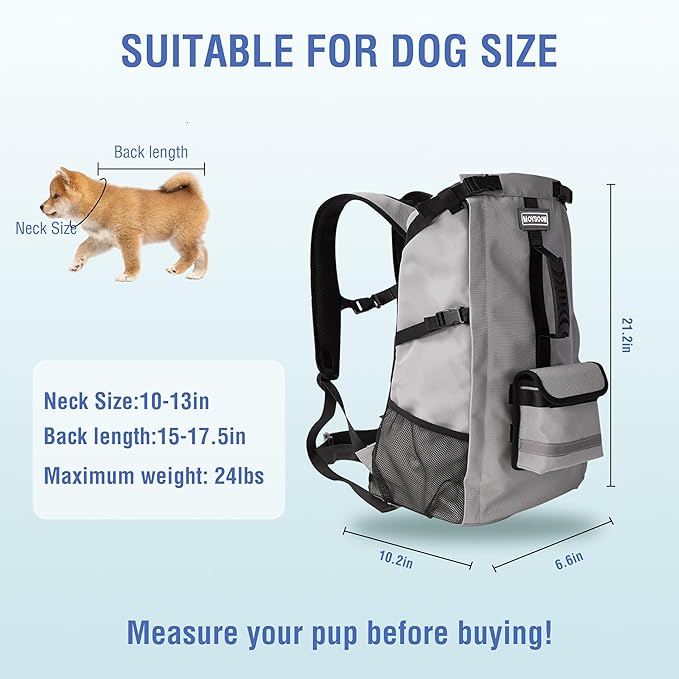 Dog Backpack for Small &amp; Medium Dogs - Adjustable Pet Carrier for Travel &amp; Hiking, Hands-Free Puppy Backpack with Storage Pockets, Breathable Mesh, Reflective Strips &amp; Non-Slip Handle