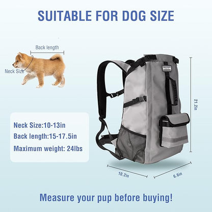 Dog Backpack for Small &amp; Medium Dogs - Adjustable Pet Carrier for Travel &amp; Hiking, Hands-Free Puppy Backpack with Storage Pockets, Breathable Mesh, Reflective Strips &amp; Non-Slip Handle