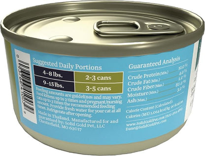 Solid Gold Wet Cat Food Pate - Healthy Canned Cat Food Pate w/Real Tuna &amp; Sardine, Omega Fatty Acids, Vitamins &amp; Minerals - Grain Free &amp; Gluten Free Can Meals for Cats &amp; Kittens - 24ct/3oz Can
