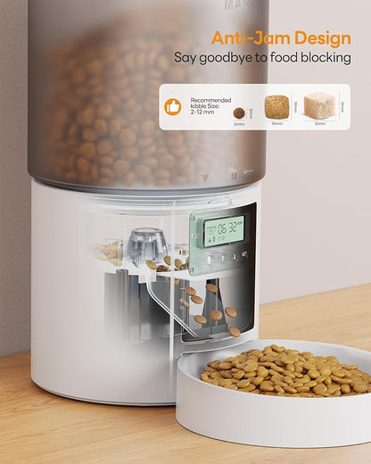 Automatic Cat Feeder Food Dispenser: 4L Timed Small Dog Dry Food Dispenser with 10s Voice - Distributeur Nourriture Chat Hund Programmable - Auto Pet Feeder with 1-6 Meals White