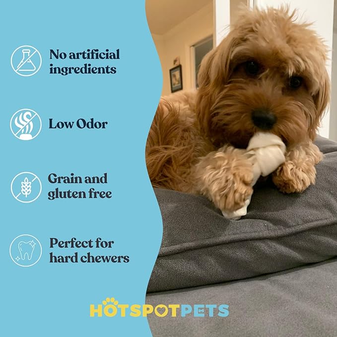 hotspot pets 4-5 Inch Rawhide Dog Chew Bones - Made from Grass Fed Brazilian Cows - Great for Dental &amp; Oral Care -for Medium Chewers (30 Pack)